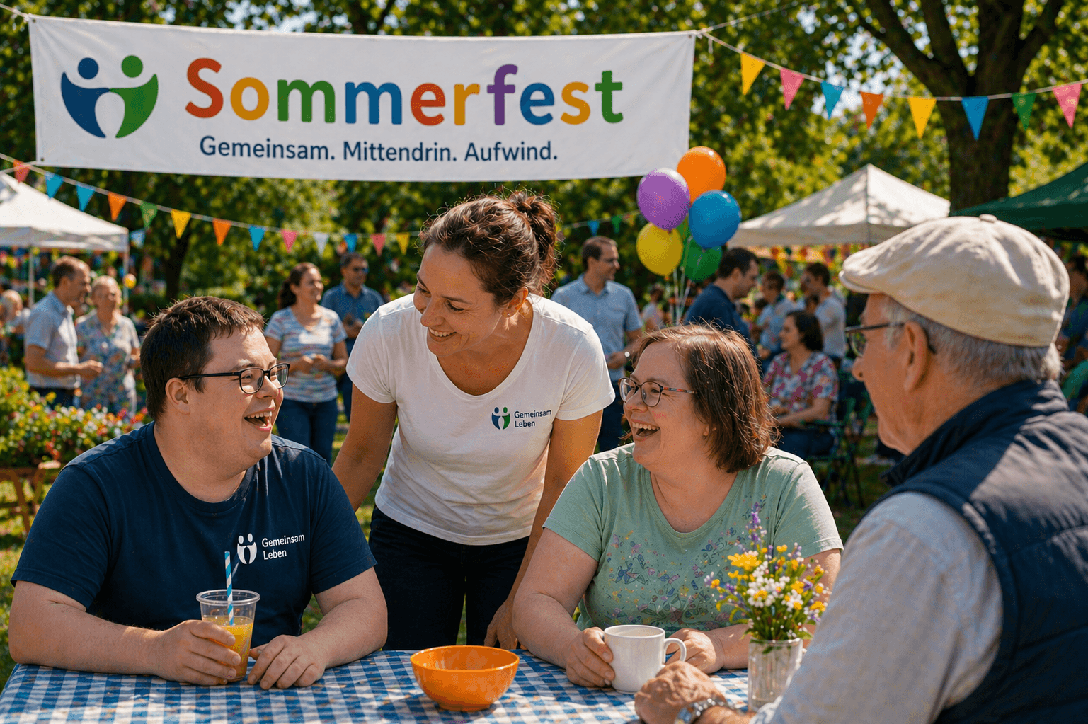 Buntes Sommerfest mit Menschen jeden Alters
